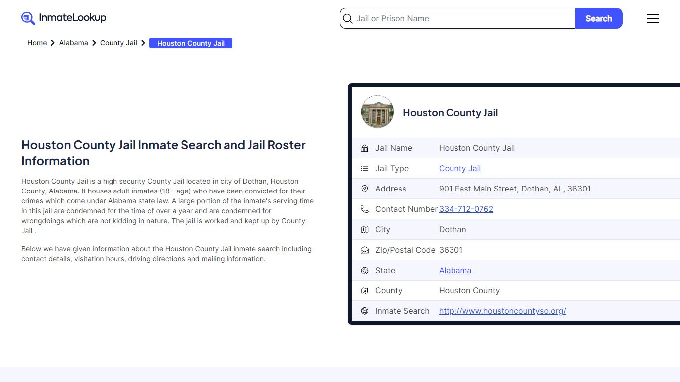 Houston County Jail Inmate Search and Jail Roster Information