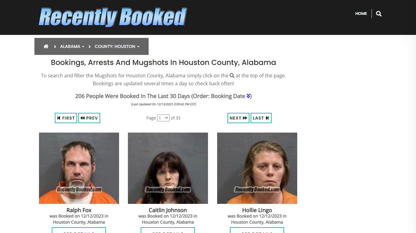 Bookings, Arrests and Mugshots in Houston County, Alabama - Recently Booked
